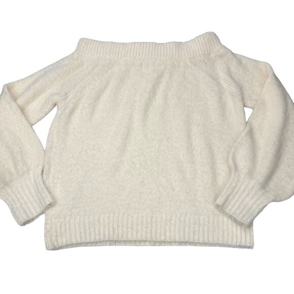 DREAMERS Fuzzy Off The Shoulder Sweater Sz Medium / Large Cream - Picture 4 of 4